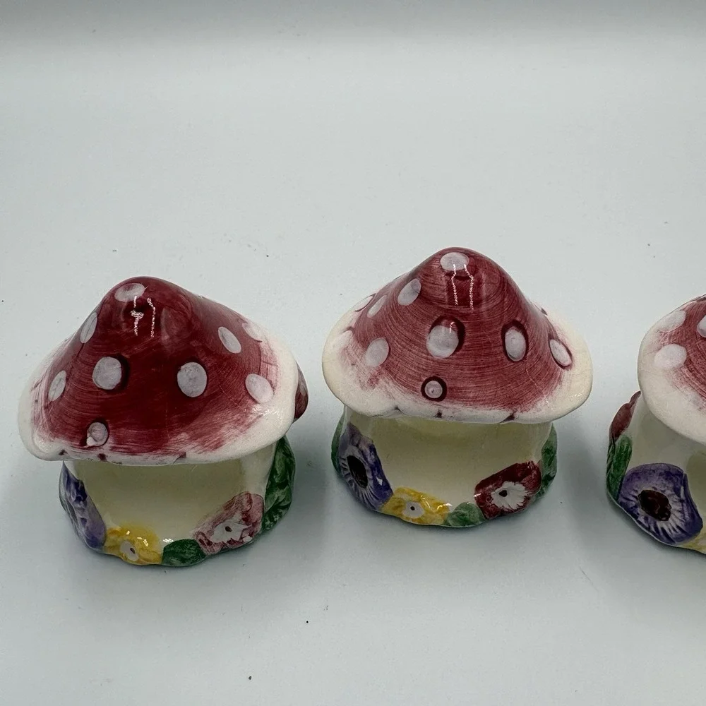 Vintage Merc Asia Mushroom Napkin Rings Bunny Rabbit Garden Party Set Of 4